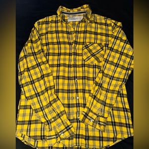 Levi’s Yellow Black Plaid Snap Button Up Long Sleeve Flannel Men’s Large Shirt.